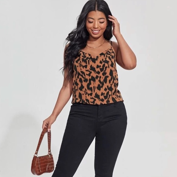 NEW| Cowl Neck Leopard Print Cami Top - Picture 3 of 5